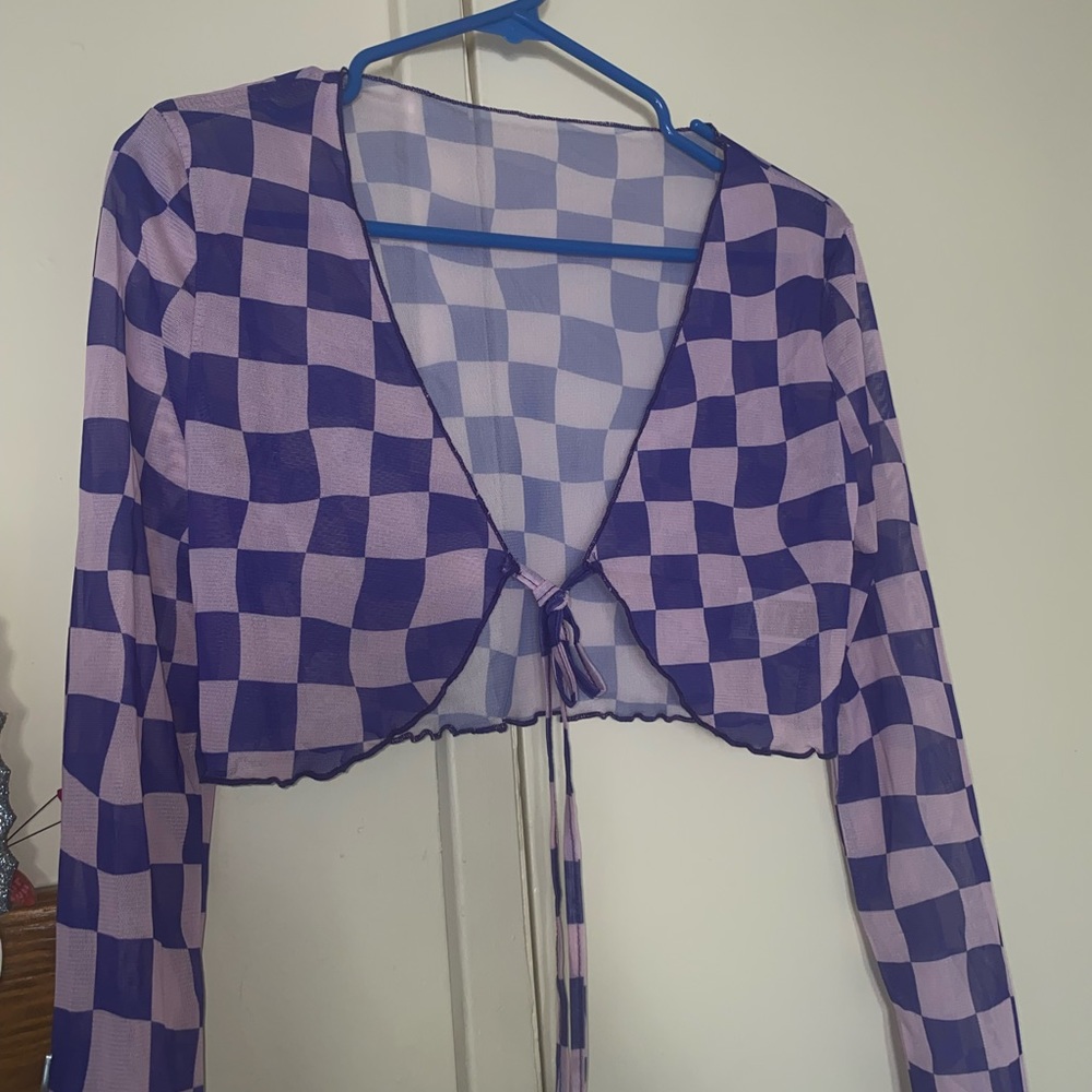 BRAND NEW PURPLE CHECKERED CROP TOP